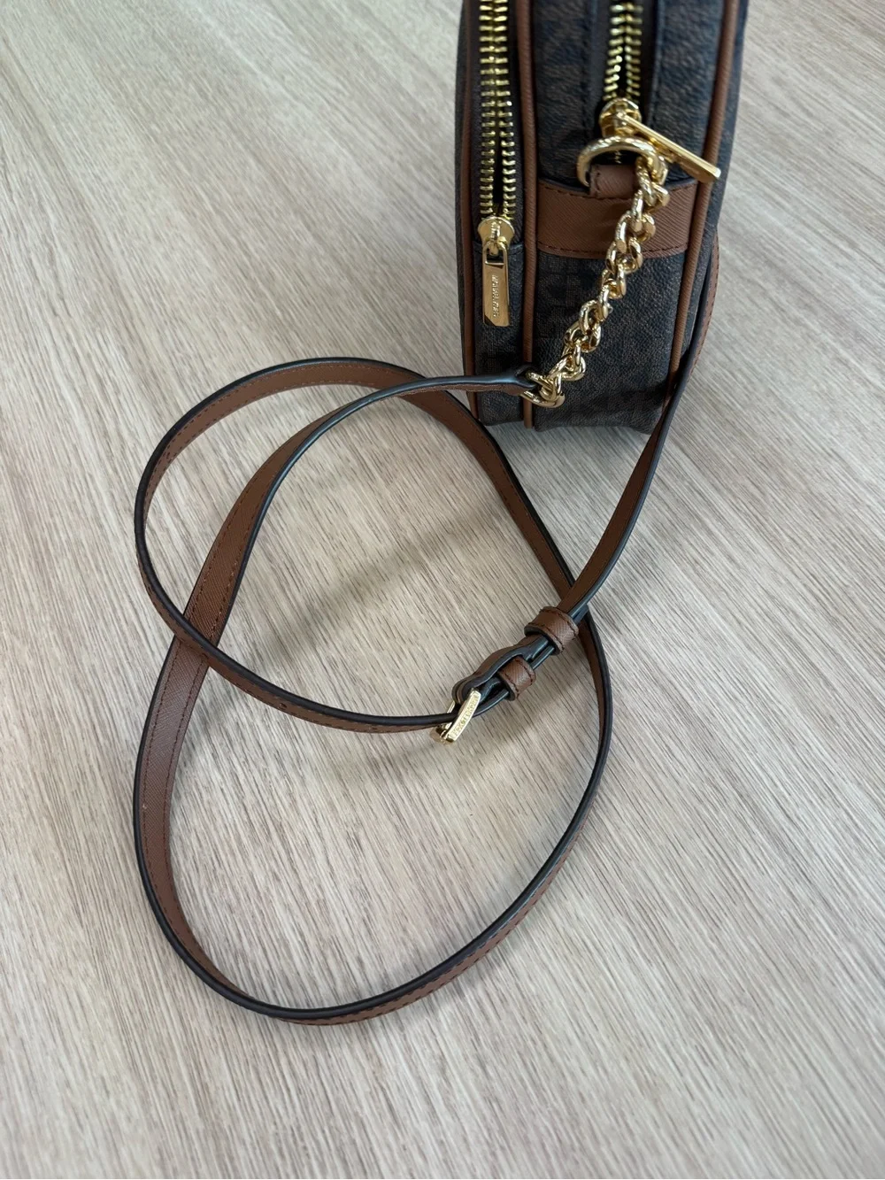 Michael Kors Brown Logo Monogram Crossbody Bag
